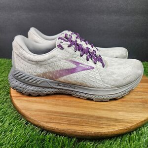 Brooks Womens Adrenaline GTS 21 White Purple Running Shoes Size 9.5 1203291B134